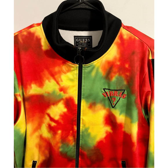 Guess x J Balvin Mens Vibras Tie-Dye Track Full Zip Jacket Bad Bunny Sz Medium - Picture 3 of 9